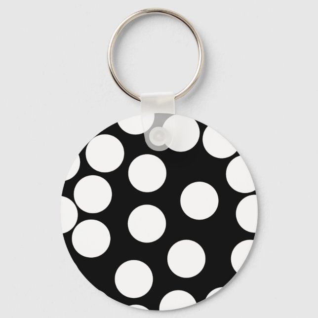 Porte-clés Gros points en noir et blanc. (Recto)