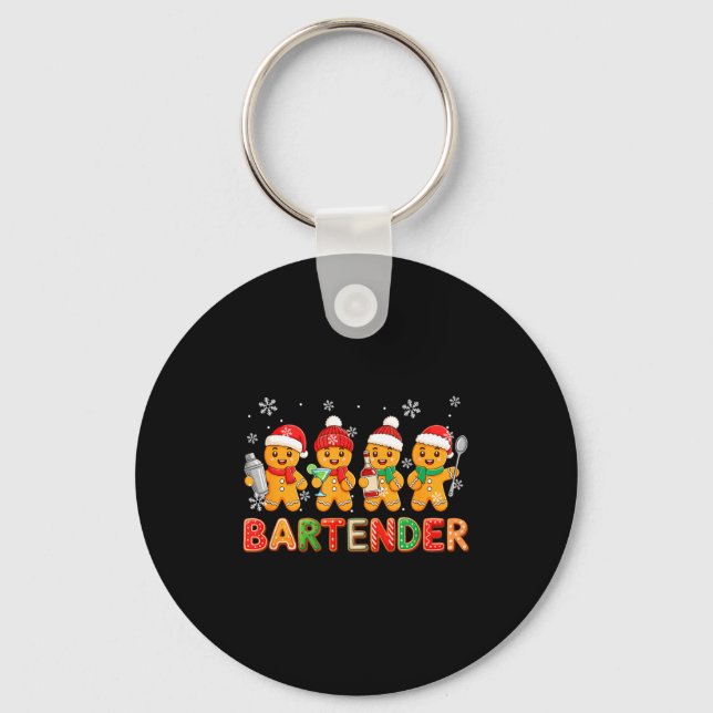 Porte-clés Groupe de métier de barman Santa Gingerbreads Bisc (Recto)