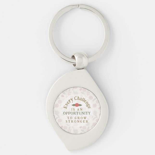 Porte-clés "Grow Stronger" Affirmation Metal Keychain (Devant)