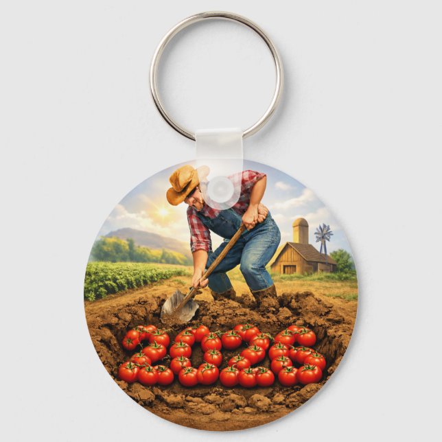 Porte-clés “Grow Your Own Luck Tomato Farming Keychain” (Recto)