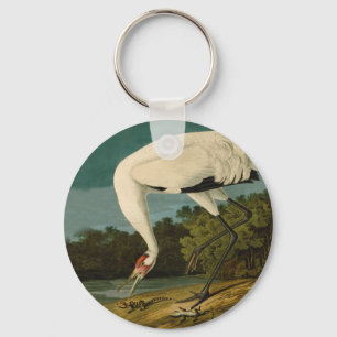 Porte-clés Grue blanche Audubon Peinture d'oiseaux