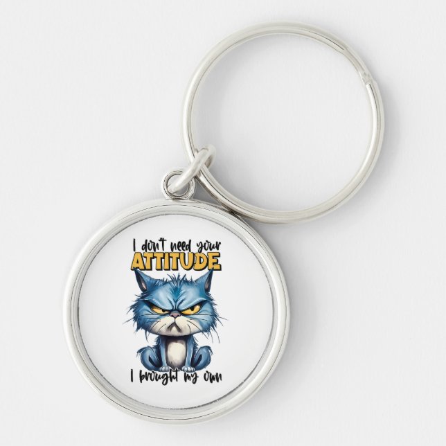 Porte-clés Grumpy Chat Attitute drôle Animal Sarcastique dire (Devant)
