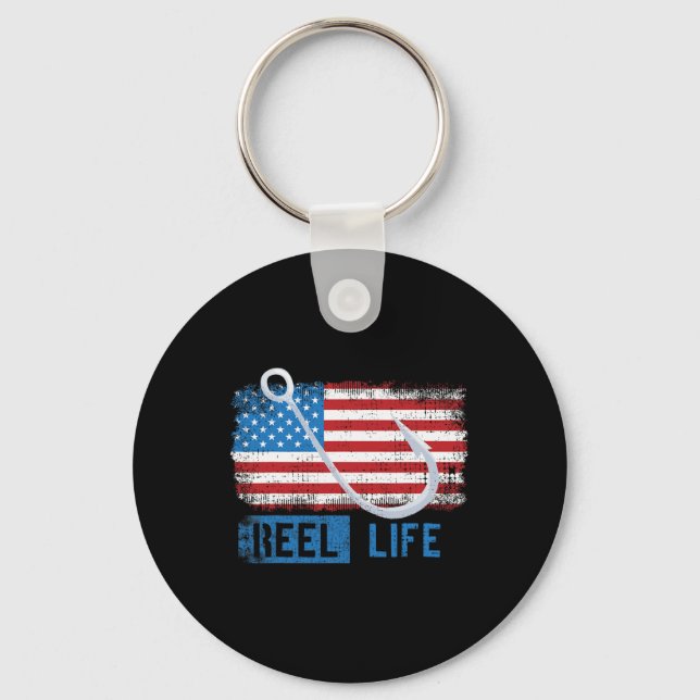 Porte-clés Grunge American Flag Fisherman Graphic (Recto)