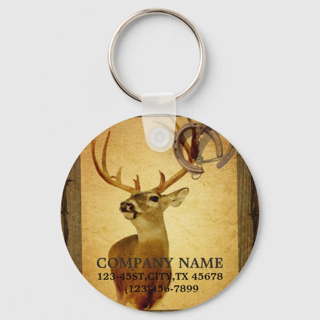 Porte-clés grunge deer bois de charpentier (Recto)