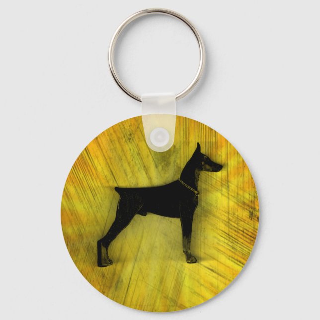 Porte-clés Grunge Doberman Pinscher Silhouette (Recto)