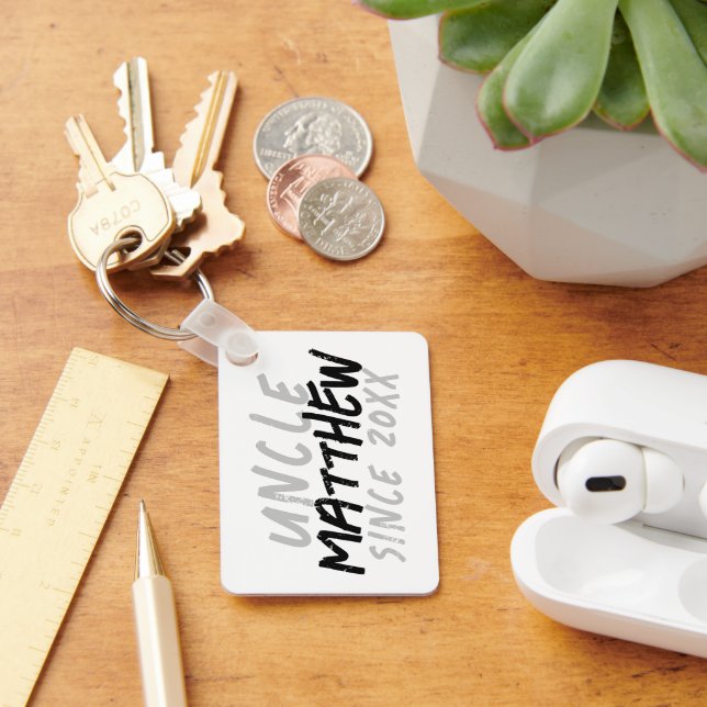 Porte-clés Grunge noir et blanc moderne pour l'oncle Cool (Bureau)
