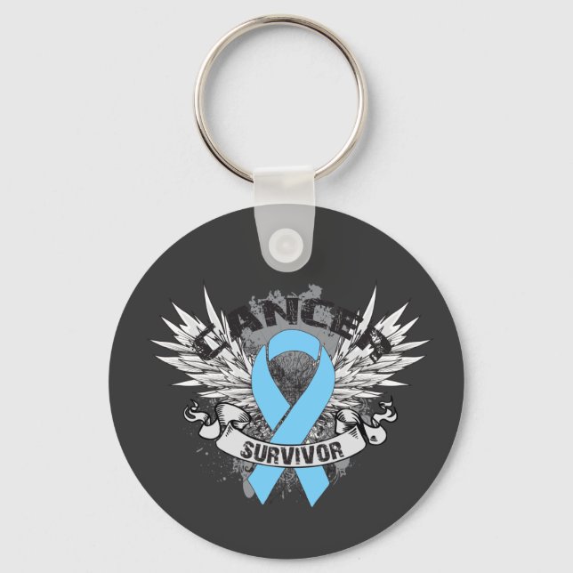 Porte-clés Grunge Winged Ribbon Cancer de la prostate Surviva (Recto)