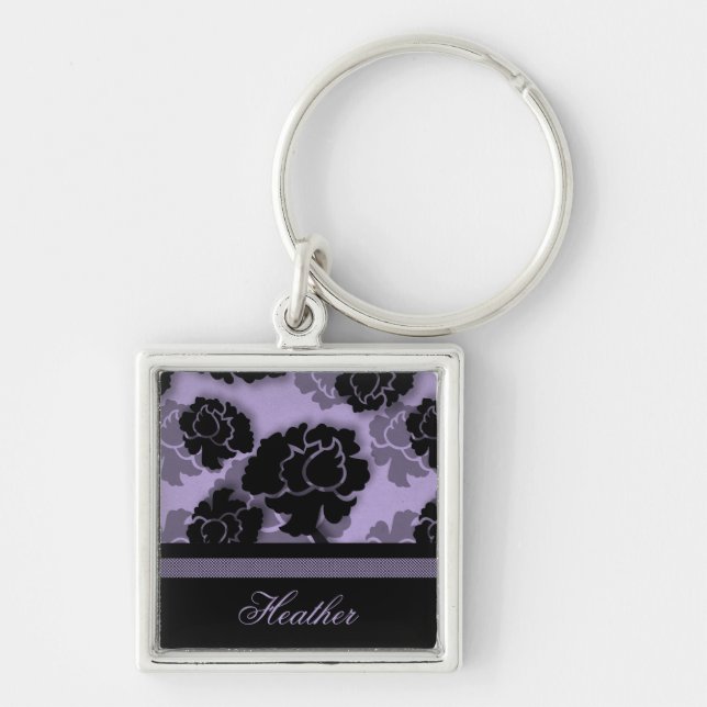Porte-clés Grungy Floral Decadence Keychain, Lavender (Devant)