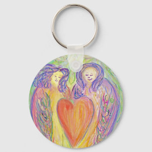 Porte-clés Guardian Angels Love Heart Pendentif Charme Porte