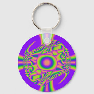 Porte-clés Guerre fractale violet vert psychédélique