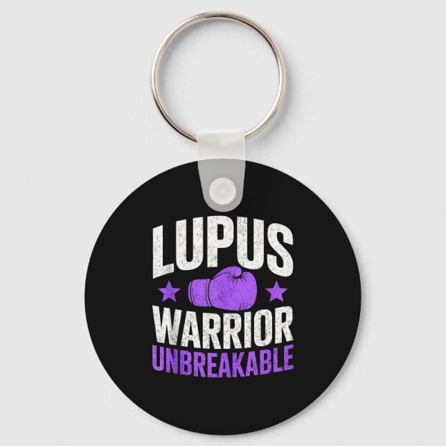 Porte-clés Guerrier du lupus ruban violet de sensibilisation  (Recto)