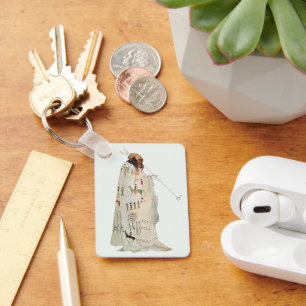 Porte-clés Guerrier indien avec pipe Portrait de Karl Bodmer