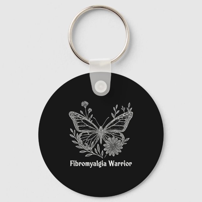 Porte-clés Guerrière de la fibromyalgie Papillon de sensibili (Recto)
