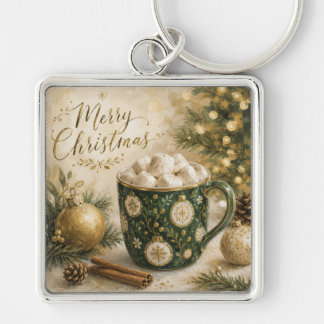 Porte-clés Guimauves Chocolat Chaud Vert Cosy Or