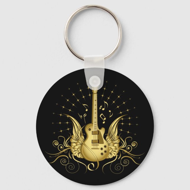 Porte-clés Guitare à ailes dorées (Recto)