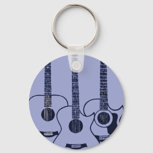 Porte-clés guitare acoustique bleue