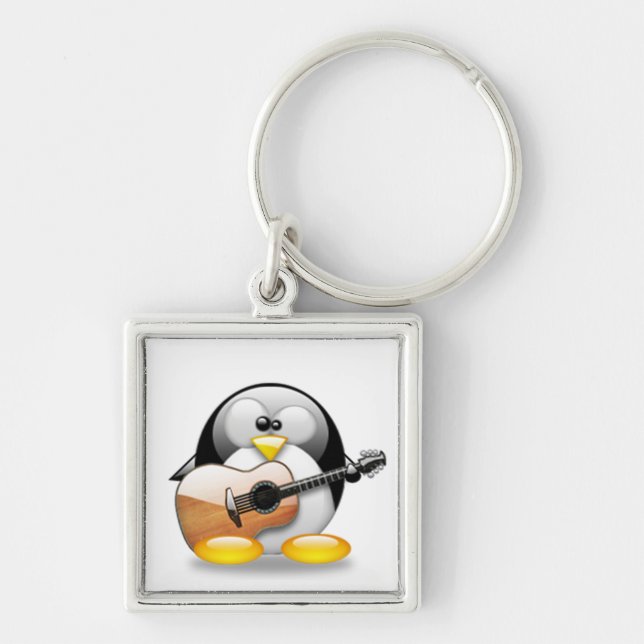 Porte-clés Guitare acoustique Tux (Linux Tux) (Devant)