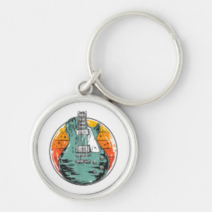 Porte-clés Guitare Électrique Rétro Coucher de Soleil Vintage