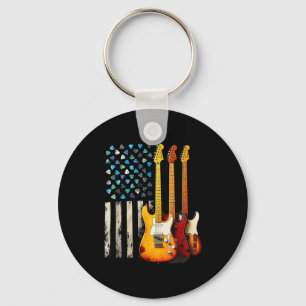 Porte-clés Guitare électrique Rock N Roll Rétro Drapeau Usa A