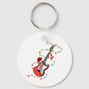 Porte-clés Guitare électrique Santa Claus Musique Noël Amant