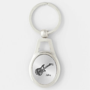 Porte-clés Guitare électrique sur Silver Personal
