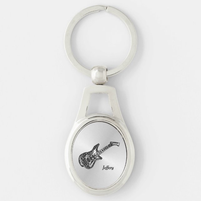 Porte-clés Guitare électrique sur Silver Personal (Devant)