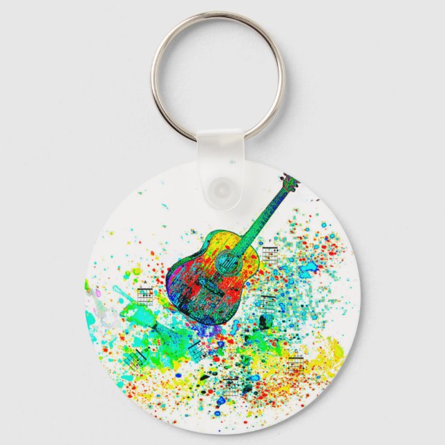 Porte-clés Guitare et accords éclaboussent (Recto)