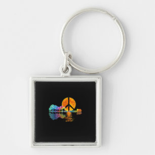 Porte-clés Guitare Guitare Lac Shadow Peace Love Guitare