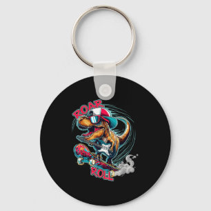 Porte-clés Guitare Skater T-rex Rugissement Rouler Dinosaure