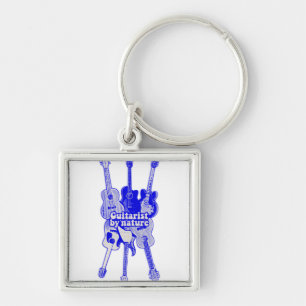 Porte-clés Guitariste de nature. guitare bleue vintage