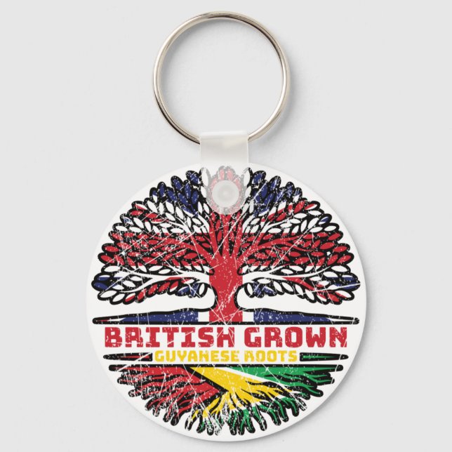 Porte-clés Guyana Guyanese Uk United Kingdom British Tree (Recto)