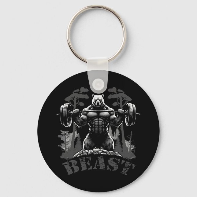 Porte-clés Gym Bodybuilding Fitness Workout Beast Bear With D (Recto)
