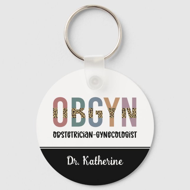 Porte-clés Gynécologue obstétricien OBGYN personnalisé (Recto)