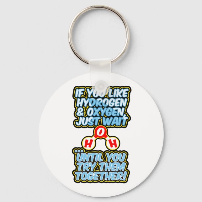 Porte-clés H2O frunny chimie hydratation eau (Recto)