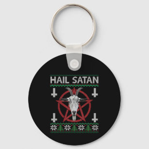 Porte-clés Hail Satan Goat Head Pentagram Funny Satanic Ugly