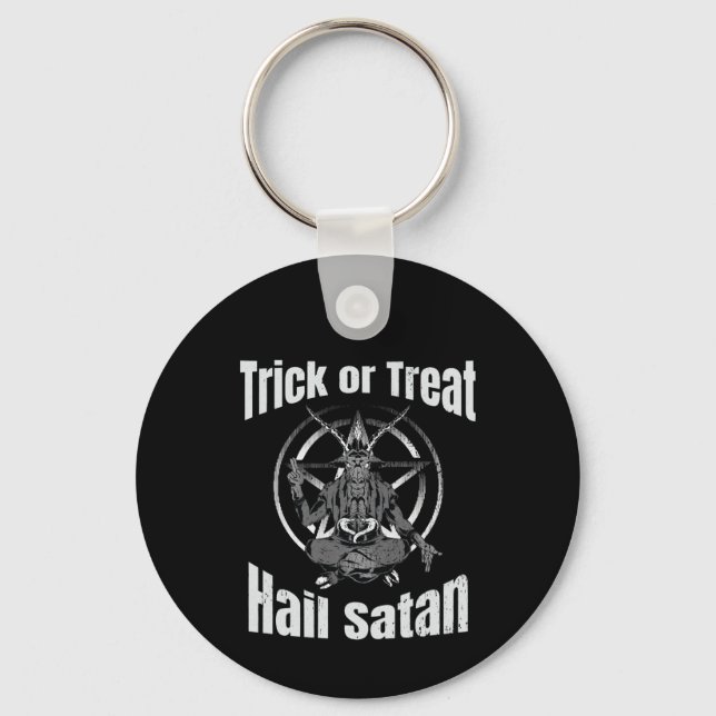 Porte-clés Hail Satan Pentagram Goat Halloween (Recto)