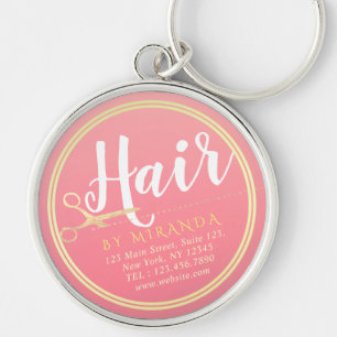 Porte-clés Hairstylist Makeup Salon Modern Pink Gold Scissors