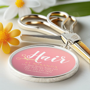 Porte-clés Hairstylist Makeup Salon Modern Pink Gold Scissors