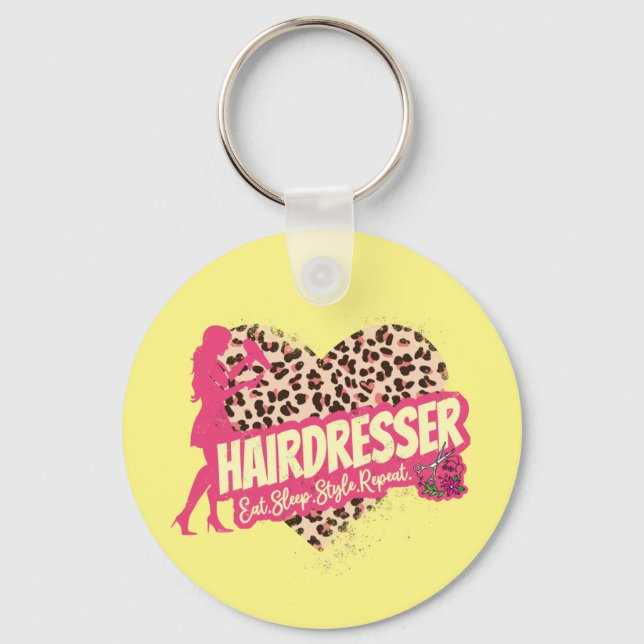 Porte-clés Hairtraver leopard Hair Hustler Hairstylist (Recto)
