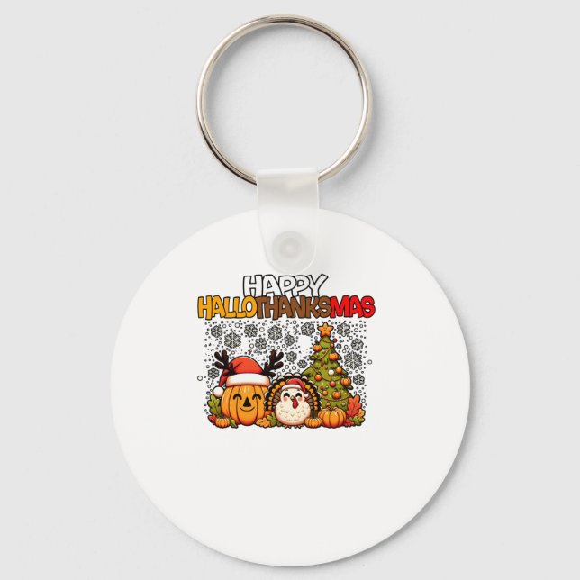 Porte-clés HalloMerciMas Drôle Mignonne Halloween Thanksgivin (Recto)