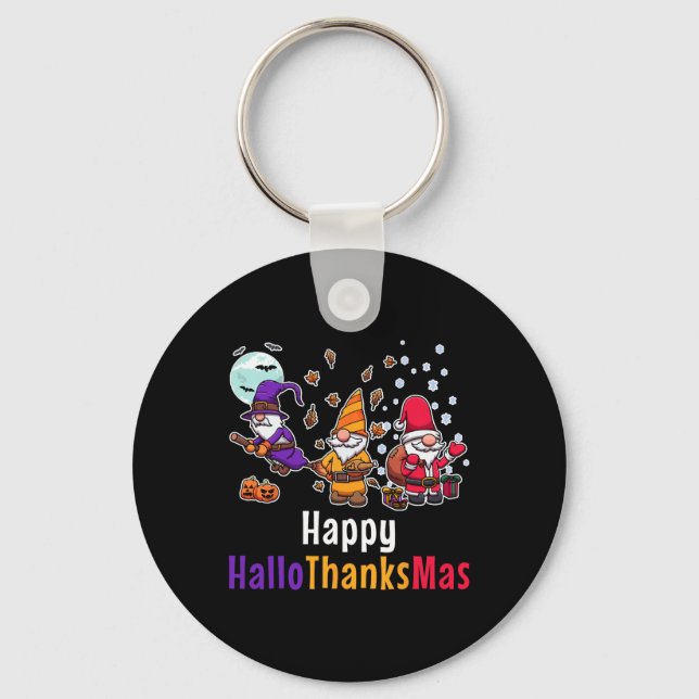Porte-clés Hallothankmas Gnomes Halloween Thanksgiving Christ (Recto)