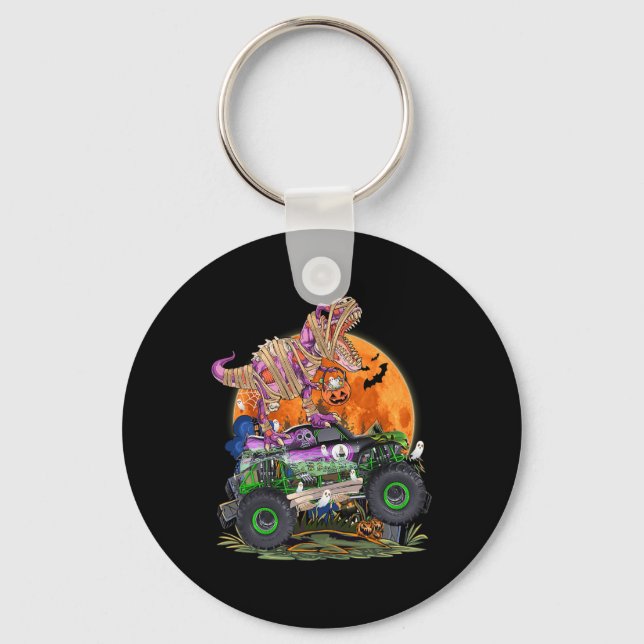 Porte-clés Halloween 2023 Dinosaur Skeleton T rex Scary Pumpk (Recto)
