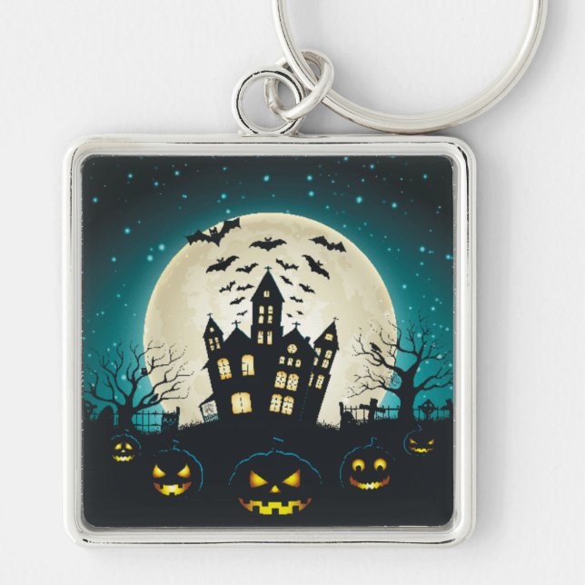 Porte-clés Halloween bleu et noir (Devant)