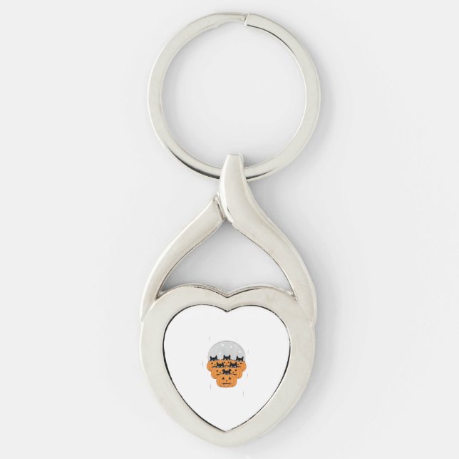 Porte-clés Halloween  Cats  Pumpkins  Black Background  Illus (Devant)