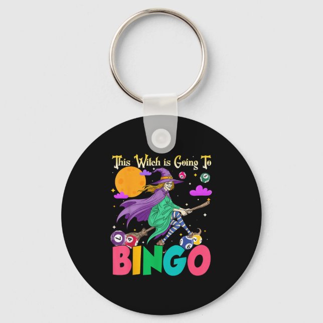Porte-clés Halloween Cette Sorcière Va Au Bingo (Recto)