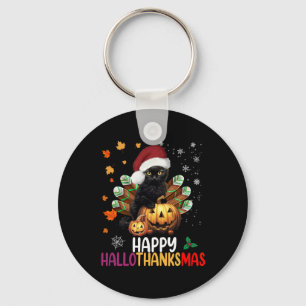 Porte-clés Halloween Chat Noir Halloween Hallothanksmas Joyeu