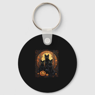 Porte-clés Halloween Chat noir Van Gogh Witch Kawaii Citrouil