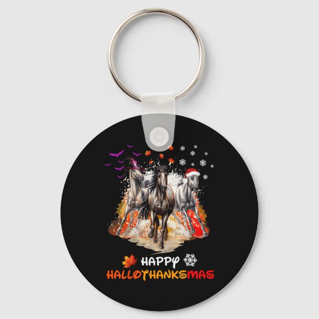 Porte-clés Halloween Cheval Et Joyeux Noël Joyeux Hallotha (Recto)