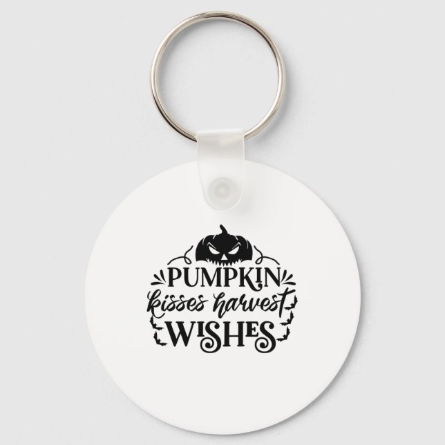 Porte-clés Halloween Citrouille Baisers souhaits de récolte A (Recto)