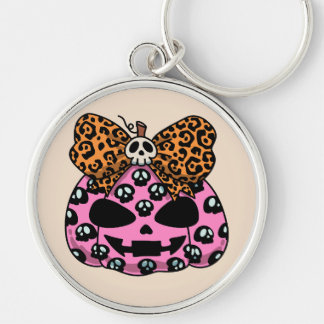 Porte-clés Halloween, Citrouille de visage à motif de crâne